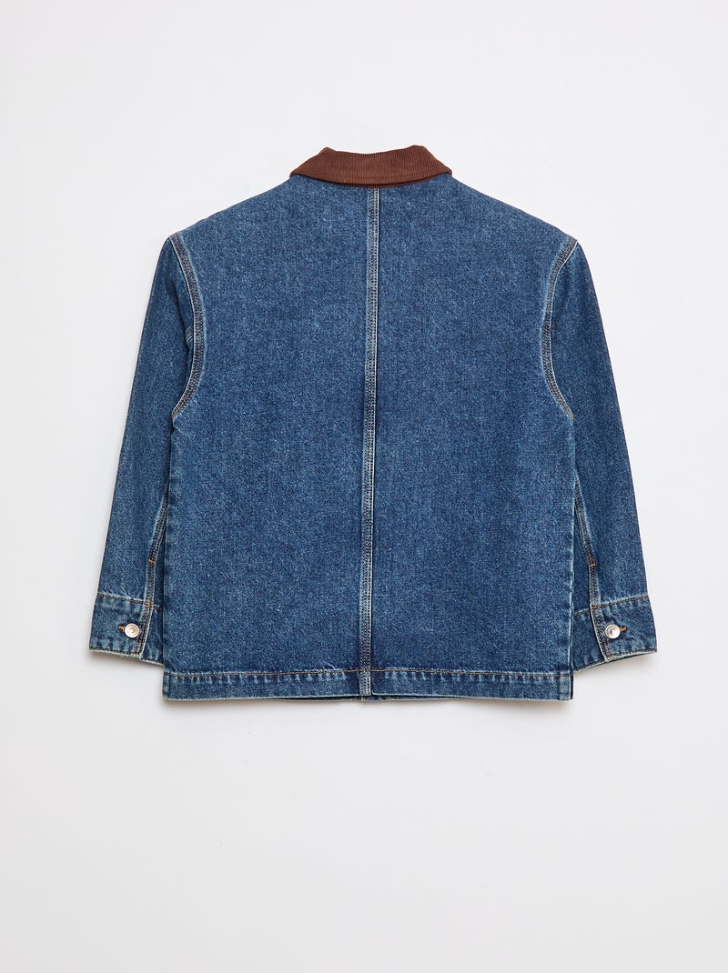 Surchemise en jean avec col en velours Bleu - Kiabi