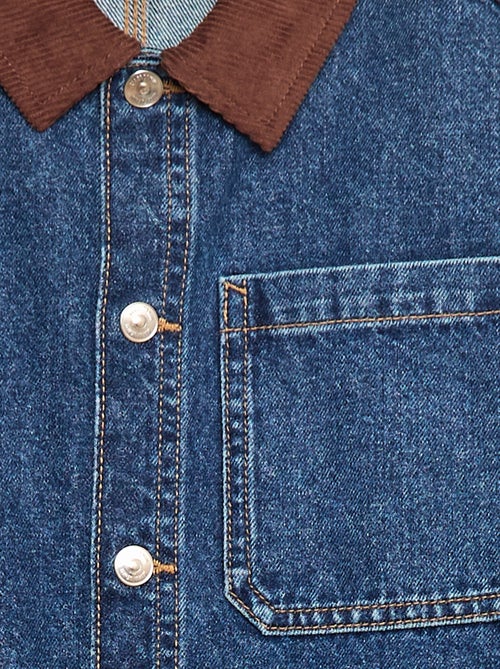 Surchemise en jean avec col en velours - Kiabi