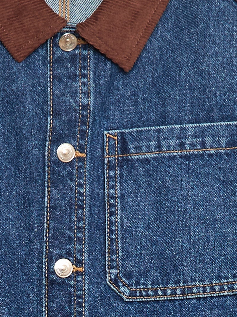 Surchemise en jean avec col en velours Bleu - Kiabi