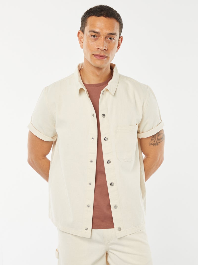 Surchemise en jean avec poche Blanc cassé - Kiabi