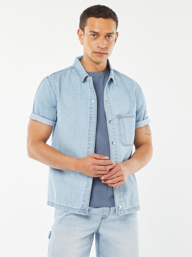 Surchemise en jean avec poche Bleu - Kiabi
