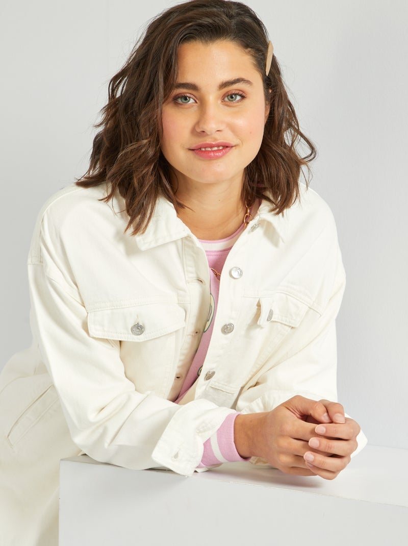Surchemise en jean mi-longue Blanc - Kiabi