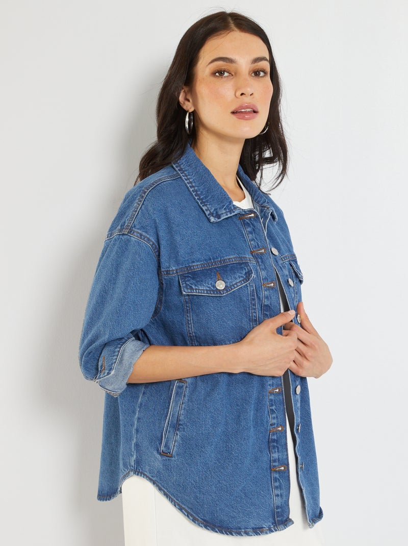 Surchemise en jean mi-longue Stone - Kiabi