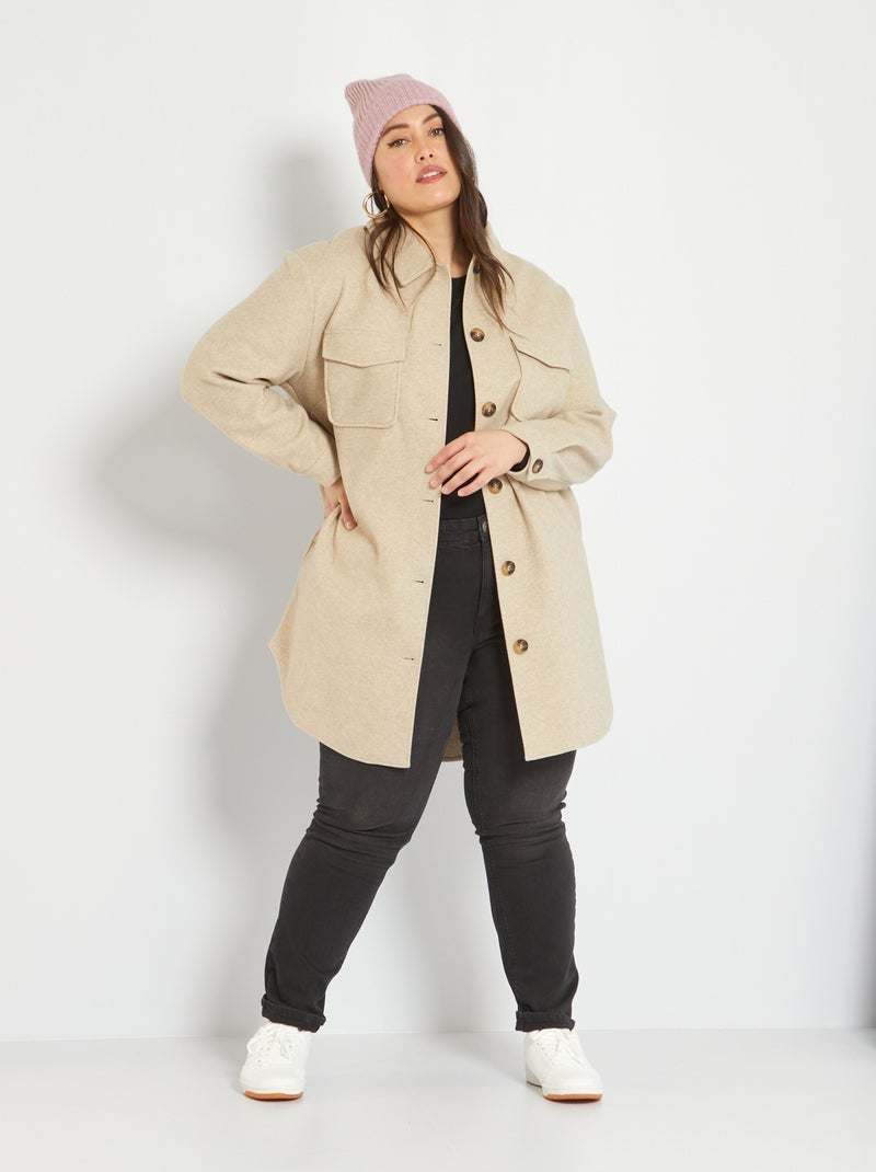 Surchemise en lainage Beige - Kiabi