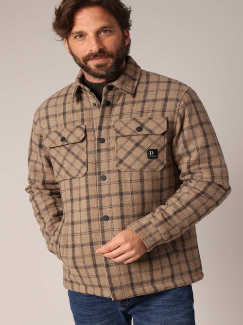 Surchemise en laine à carreaux, coupe droite, avec poches plaquées
 'Deeluxe' - Kiabi
