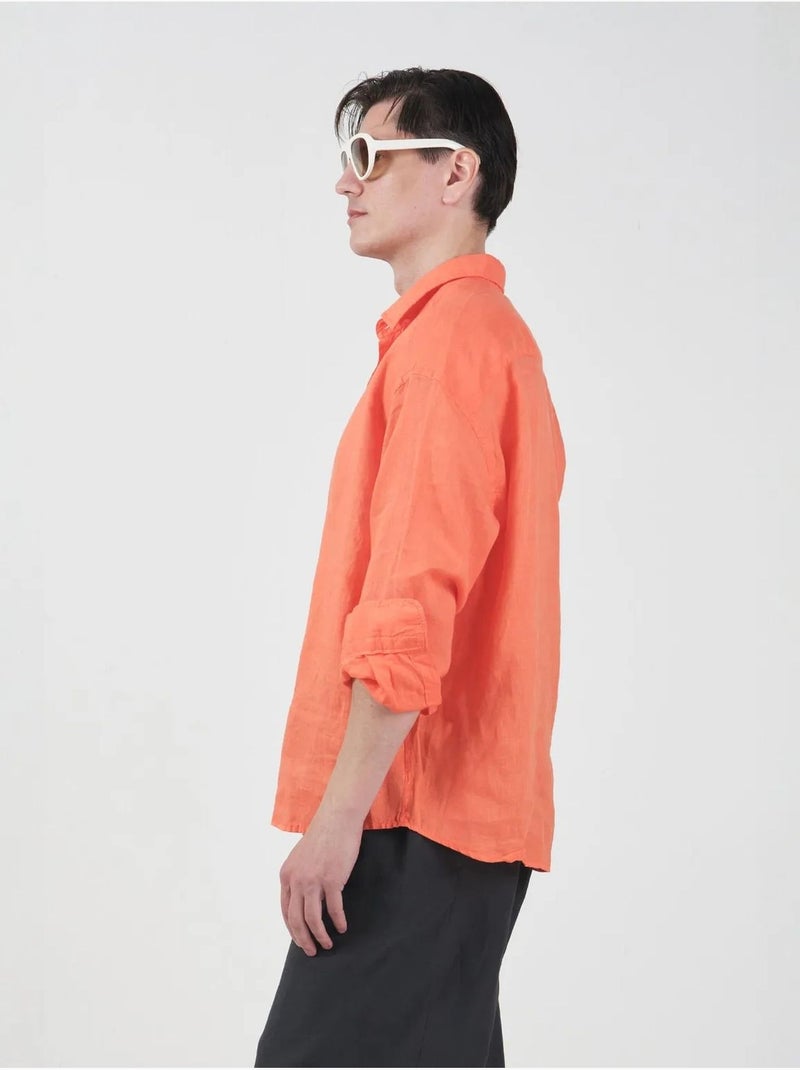 Surchemise en lin oversize pour homme giesto Orange clair - Kiabi