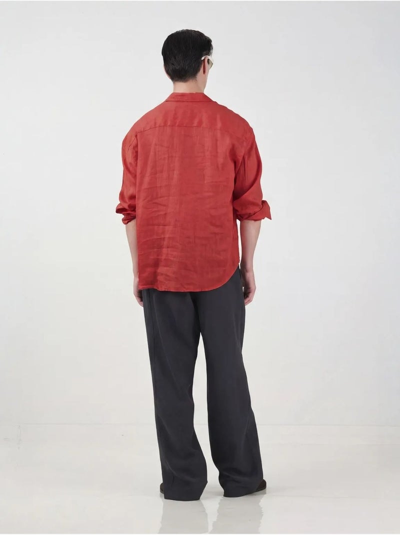 Surchemise en lin oversize pour homme giesto Rouge - Kiabi