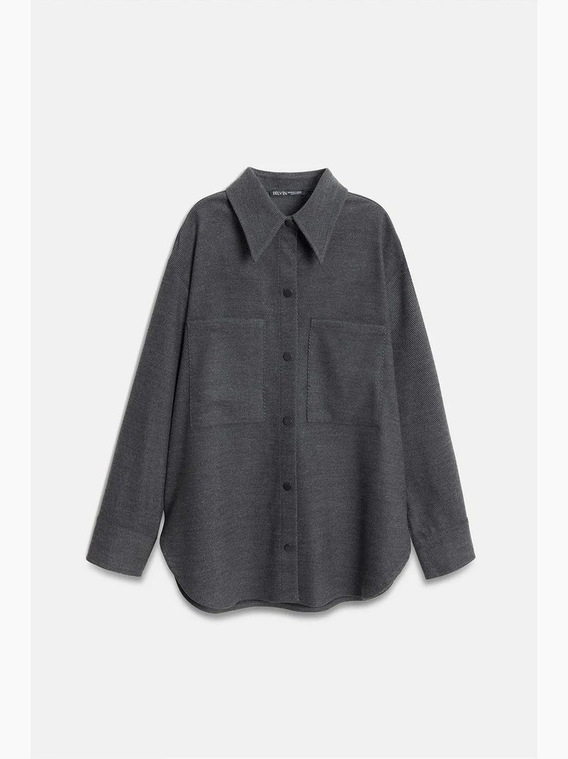 Surchemise en maille oversize à manches longues dilvin Gris foncé - Kiabi