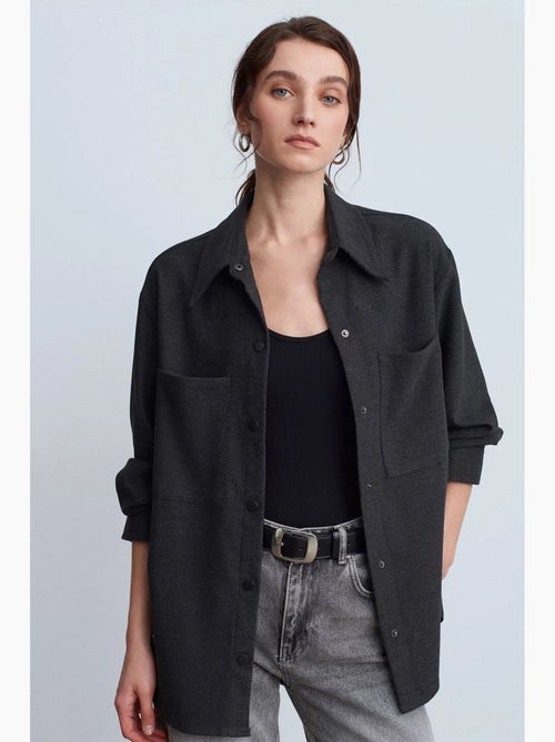 Surchemise en maille oversize à manches longues dilvin - Kiabi