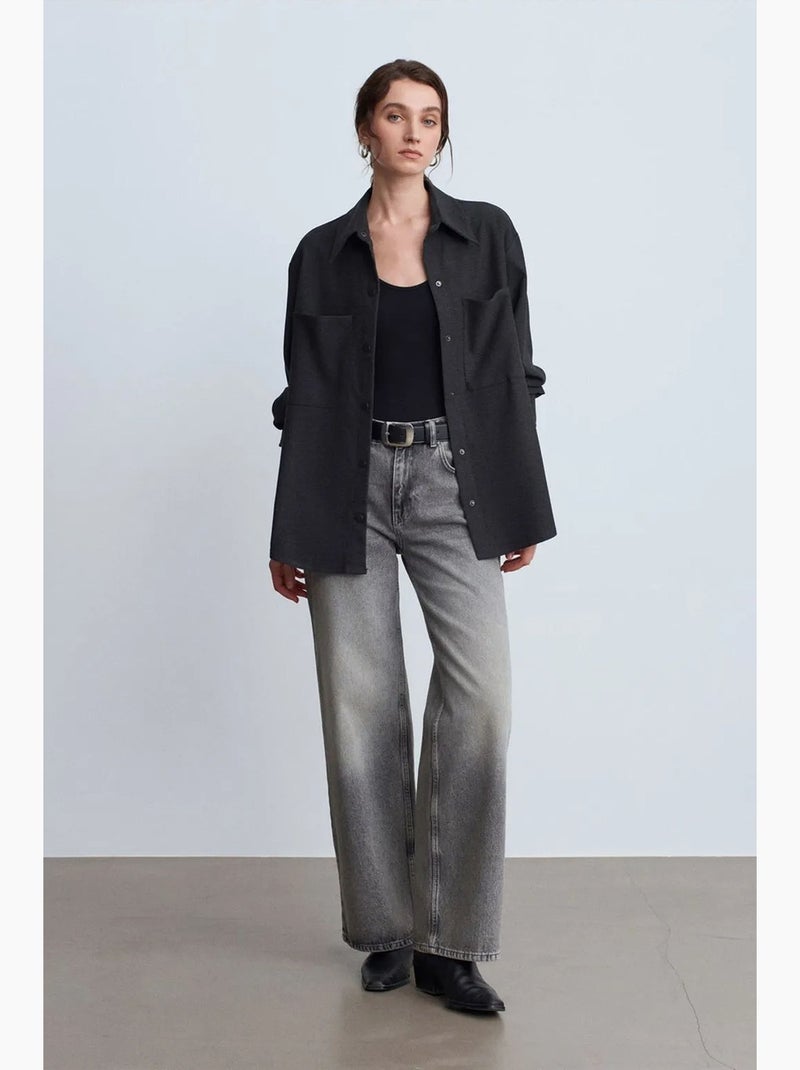 Surchemise en maille oversize à manches longues dilvin Noir - Kiabi