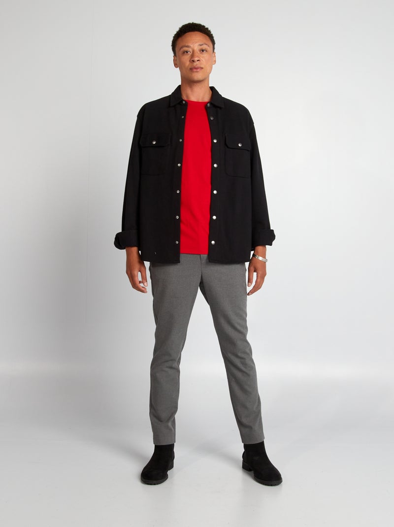 Surchemise en maille piquée avec poche noir - Kiabi