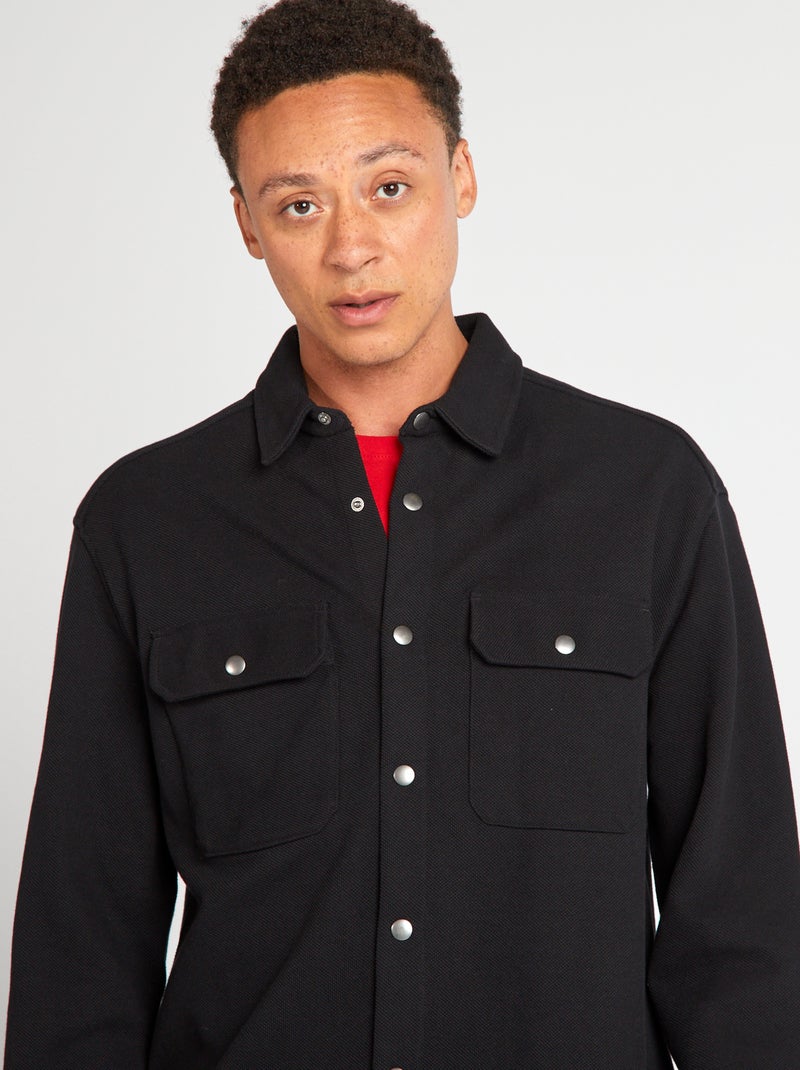 Surchemise en maille piquée avec poche noir - Kiabi