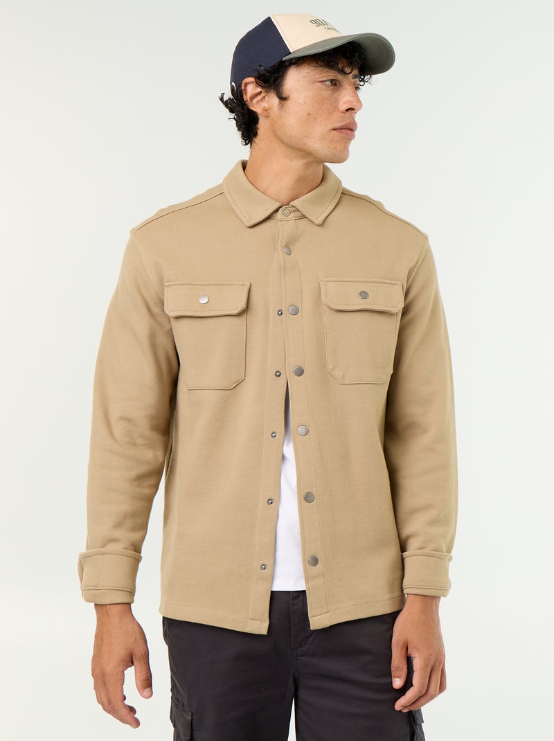 Surchemise en maille piquée Beige - Kiabi