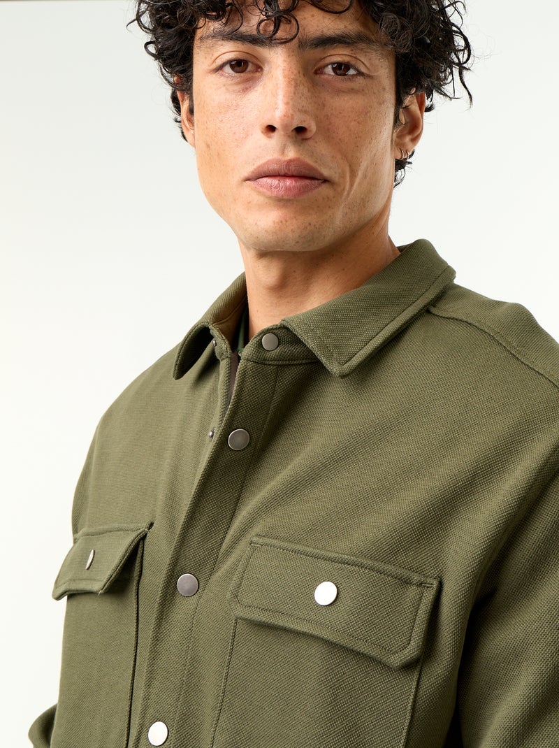 Surchemise en maille piquée Vert - Kiabi
