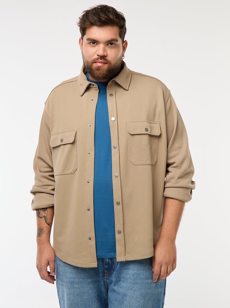 Surchemise en matière piquée avec ouverture pressionnée Beige - Kiabi