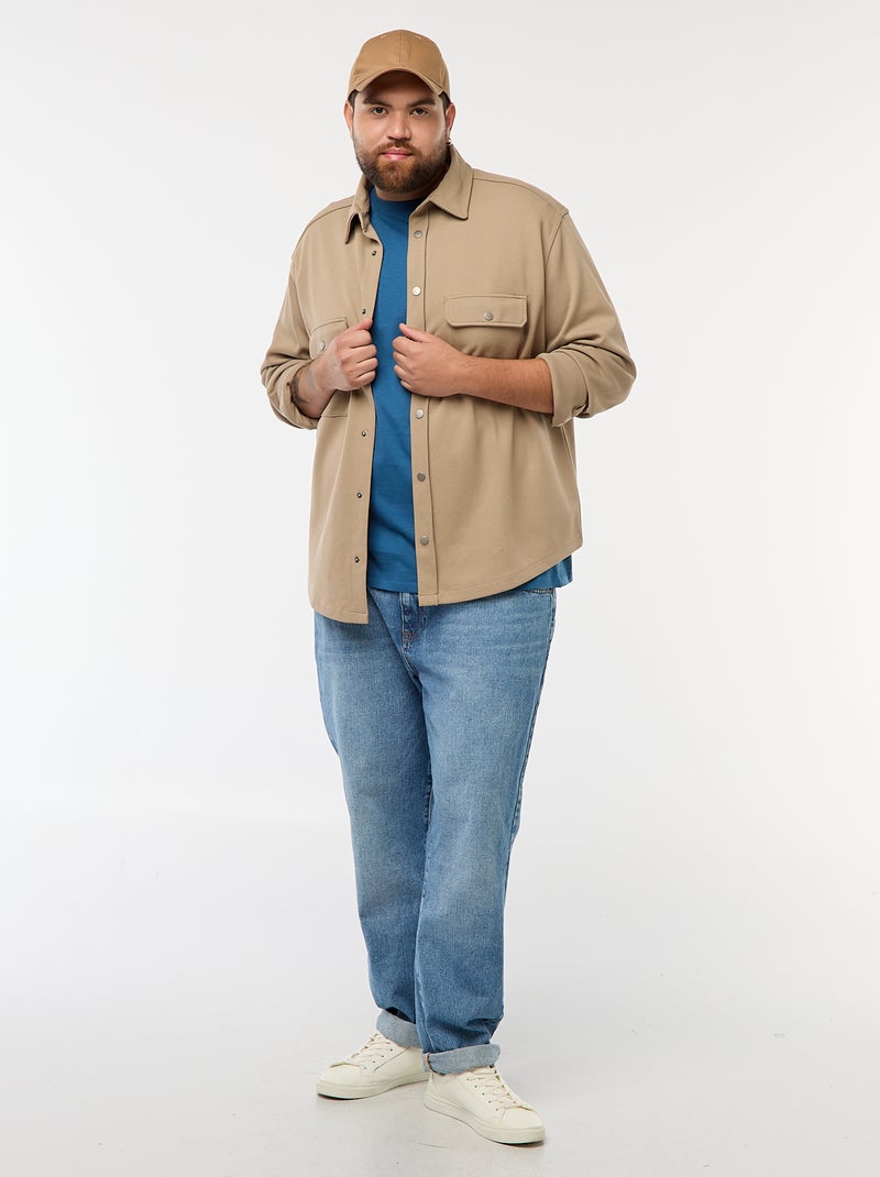 Surchemise en matière piquée avec ouverture pressionnée Beige - Kiabi