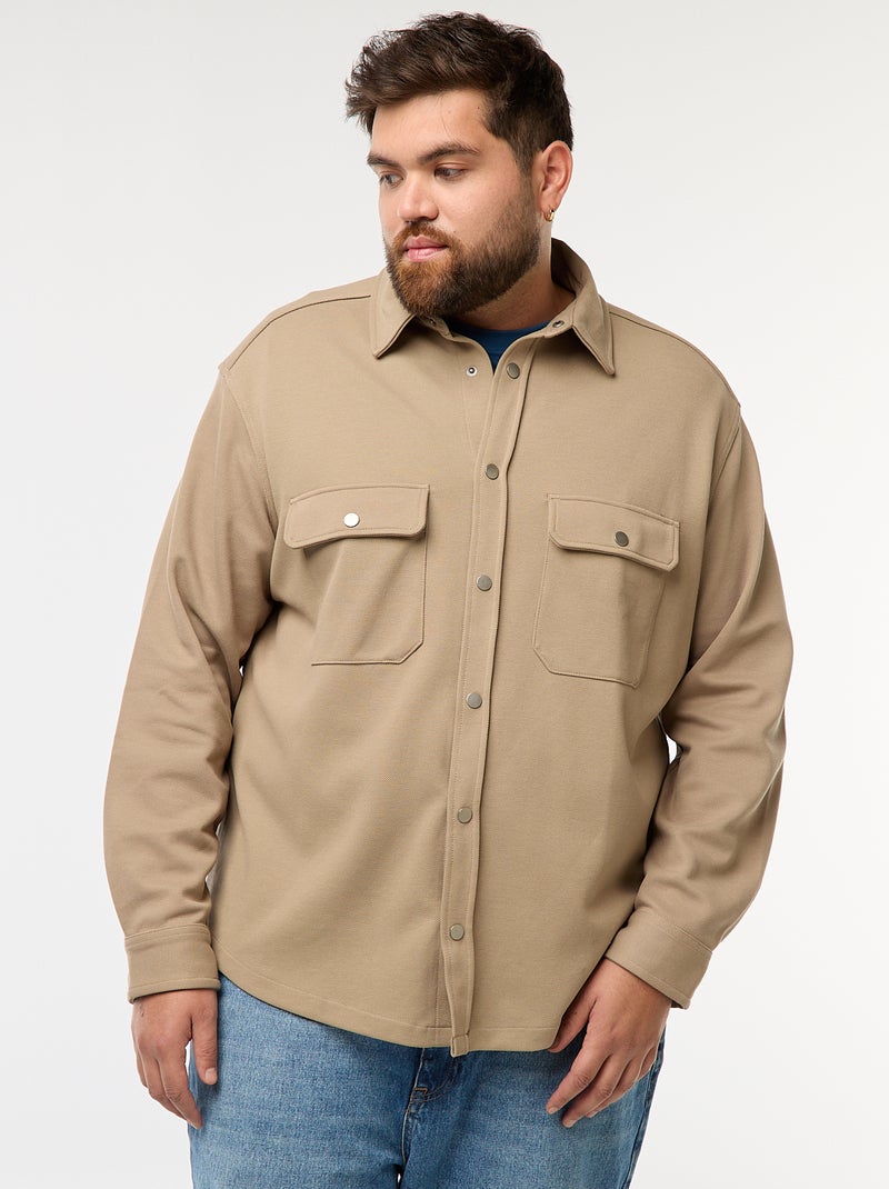 Surchemise en matière piquée avec ouverture pressionnée Beige - Kiabi