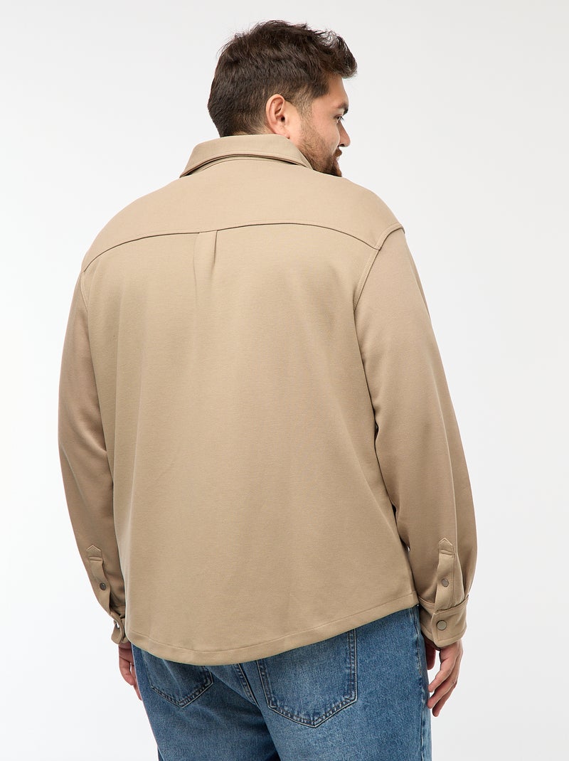 Surchemise en matière piquée avec ouverture pressionnée Beige - Kiabi