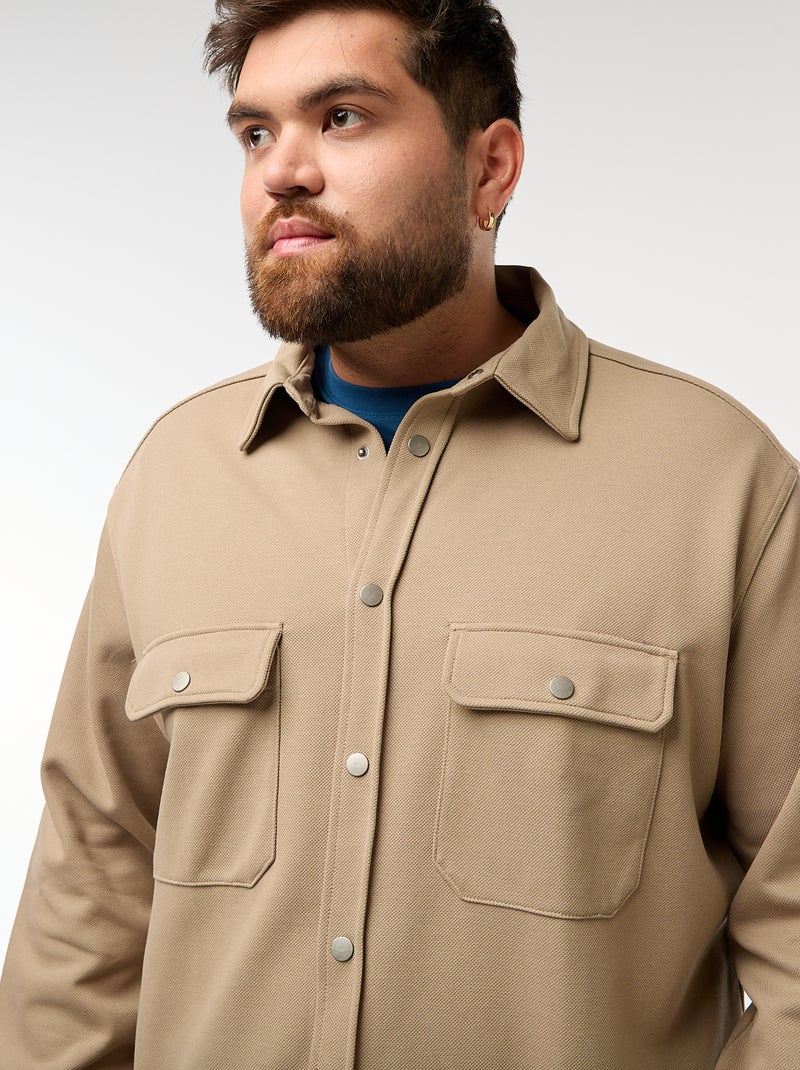 Surchemise en matière piquée avec ouverture pressionnée Beige - Kiabi