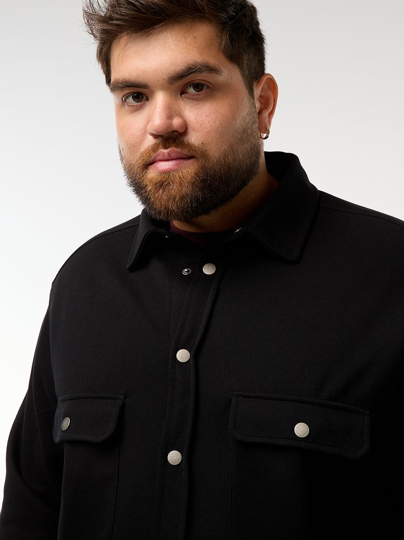 Surchemise en matière piquée avec ouverture pressionnée Noir - Kiabi