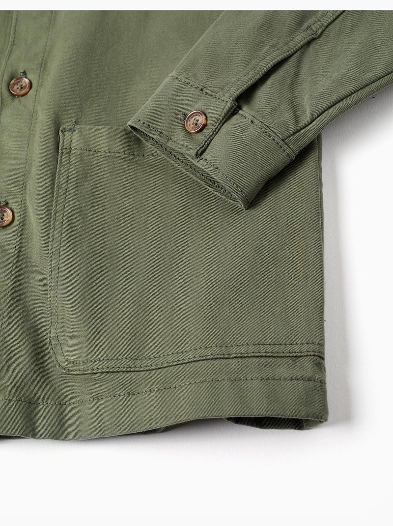 Surchemise en sergé avec poches à l'avant Vert foncé - Kiabi