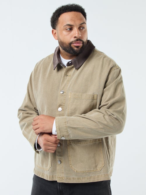 Surchemise en twill avec col contrasté - Kiabi