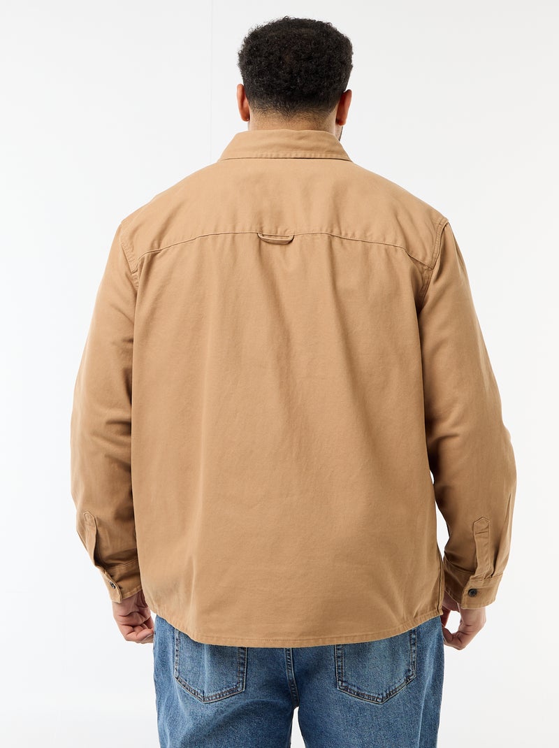 Surchemise en twill avec poches poitrine à rabat Beige - Kiabi