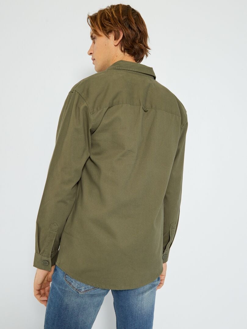 Surchemise en twill épais Kaki - Kiabi