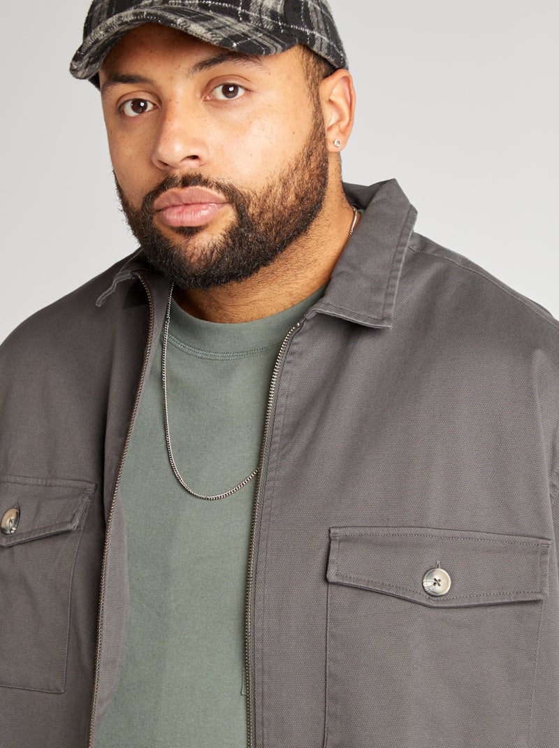 Surchemise en twill gris - Kiabi