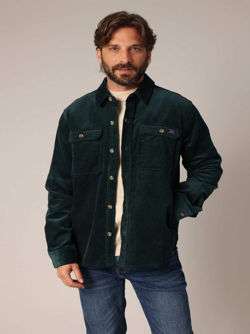 Surchemise en velours 100% coton  'Deeluxe' Vert foncé - Kiabi