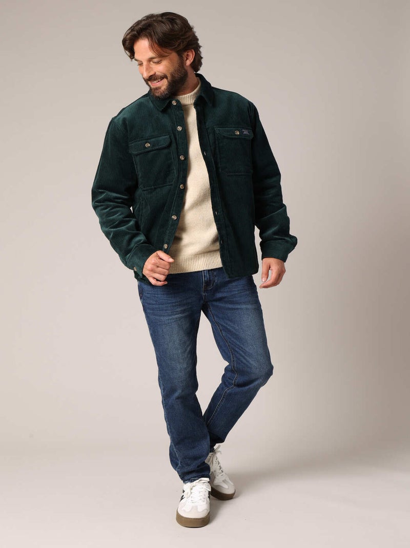 Surchemise en velours 100% coton 'Deeluxe' Vert foncé - Kiabi