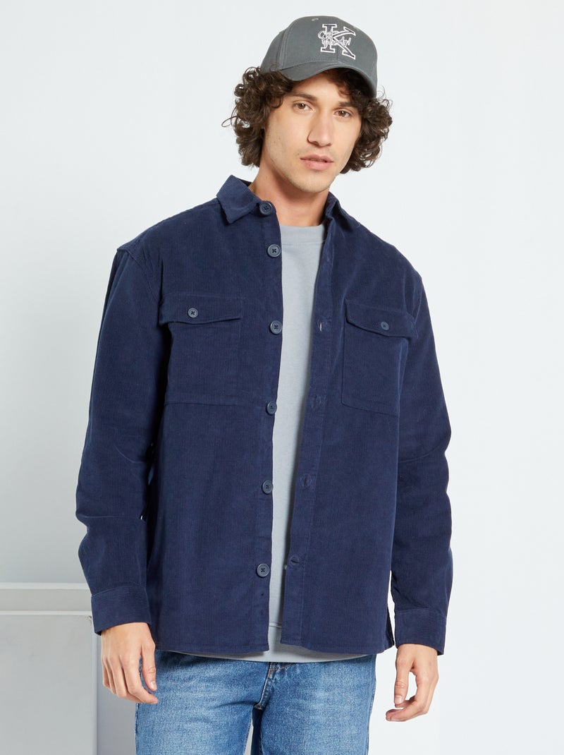 Surchemise en velours bleu noir - Kiabi