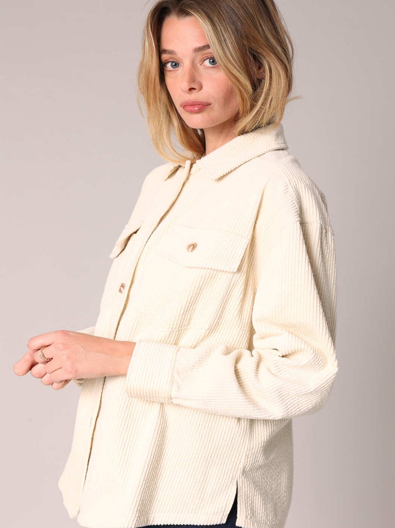 Surchemise en velours côtelé 100 % coton 'Deeluxe' Beige argile - Kiabi