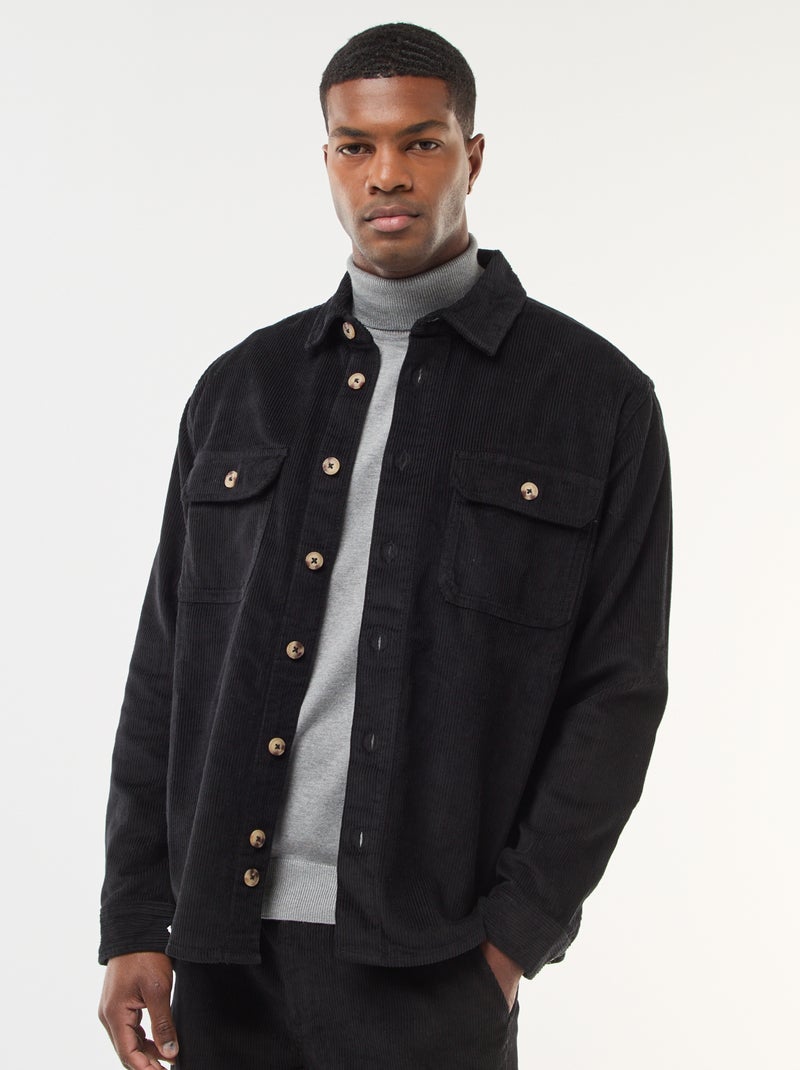 Surchemise en velours coton uni Noir - Kiabi