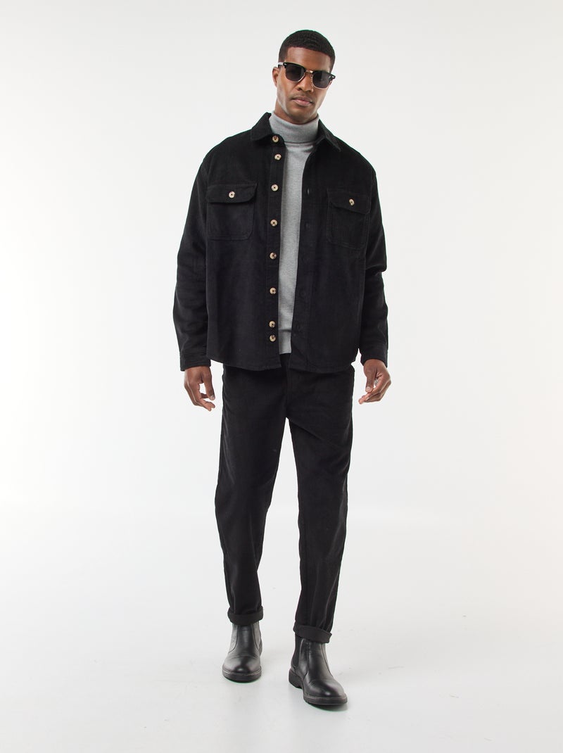 Surchemise en velours coton uni Noir - Kiabi