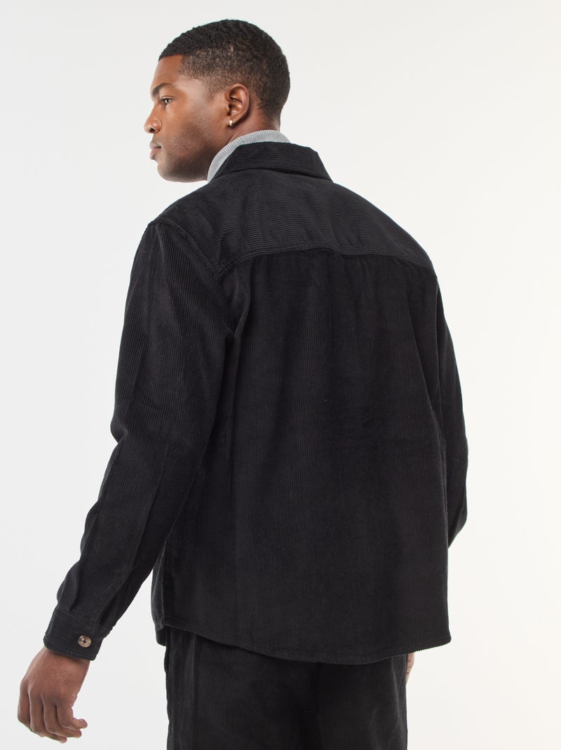 Surchemise en velours coton uni Noir - Kiabi