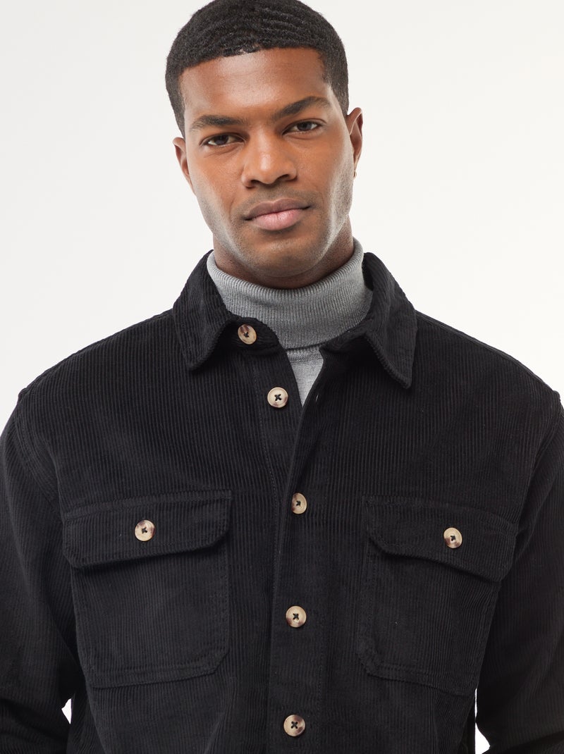 Surchemise en velours coton uni Noir - Kiabi