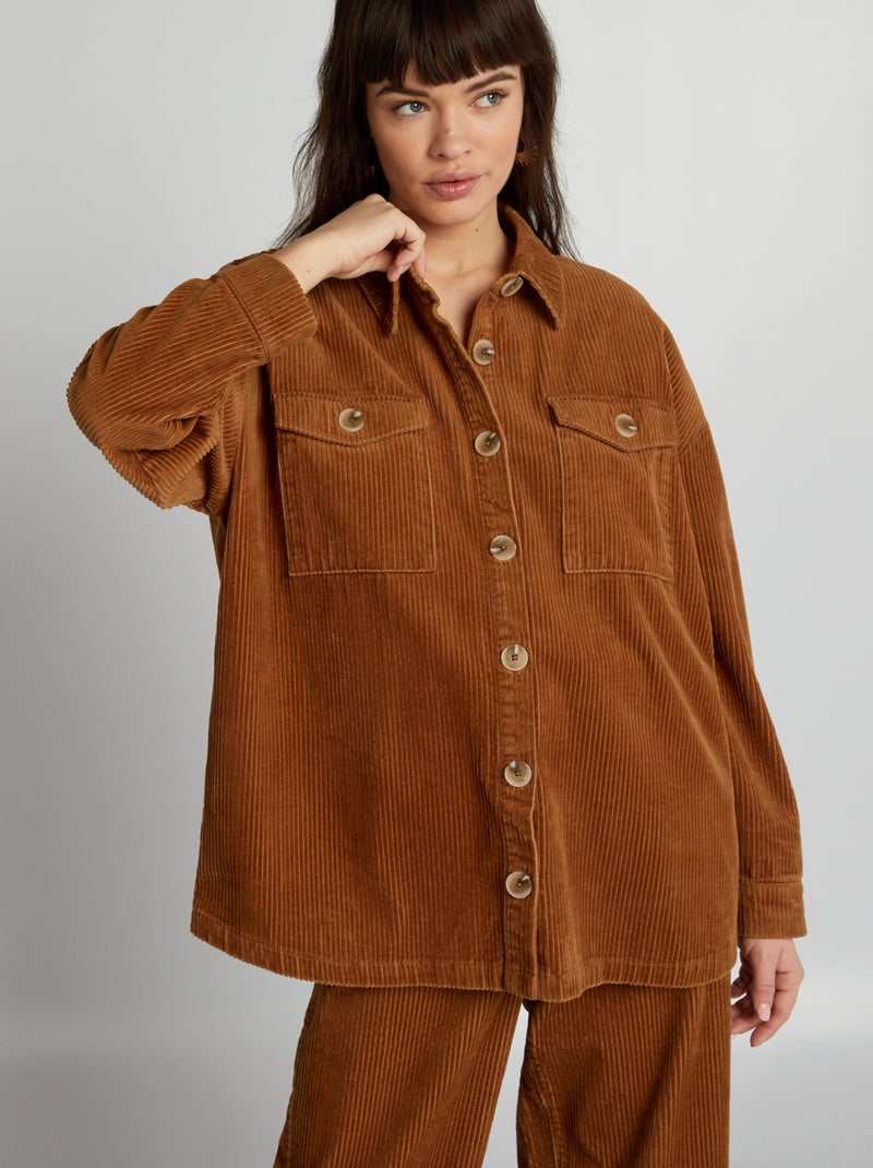 Surchemise en velours Marron - Kiabi