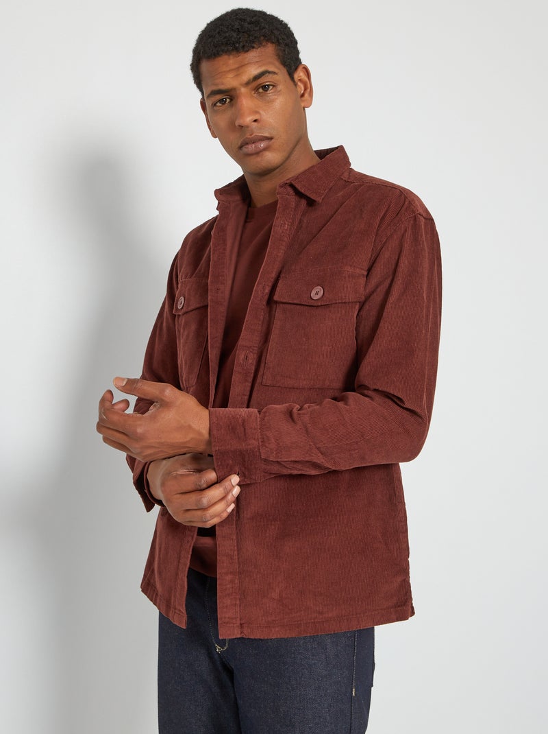 Surchemise en velours Marron - Kiabi