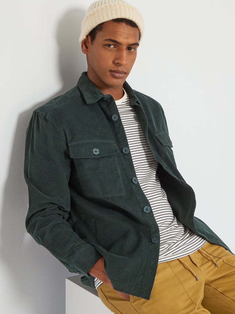 Surchemise en velours Vert - Kiabi