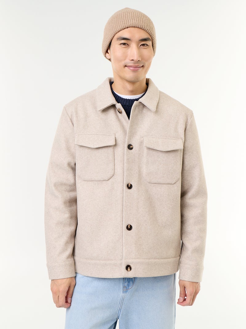Surchemise esprit lainage avec poches poitrine Beige - Kiabi