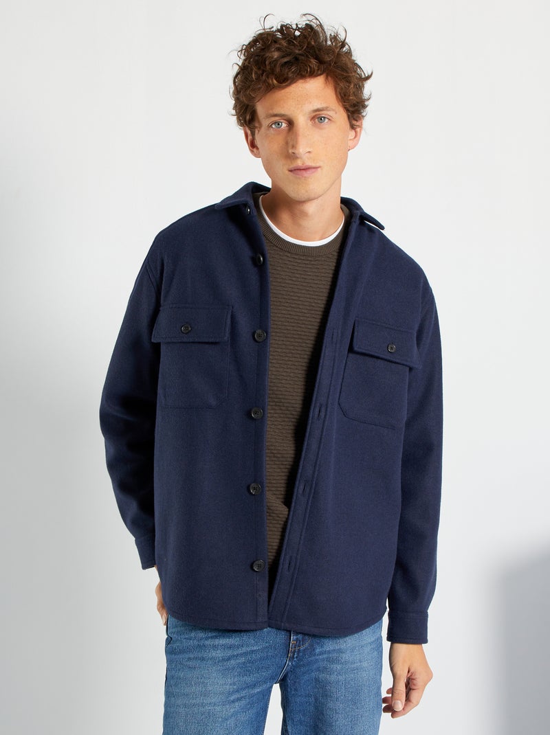 Surchemise esprit lainage bleu marine - Kiabi