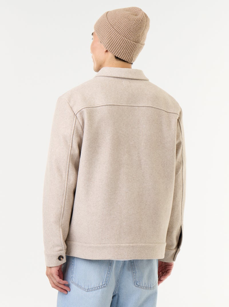 Surchemise façon lainage avec poches poitrine Beige - Kiabi