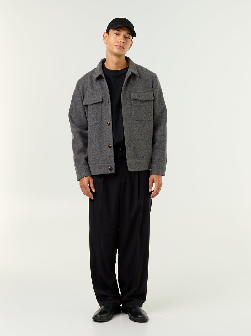 Surchemise façon lainage avec poches poitrine Gris - Kiabi