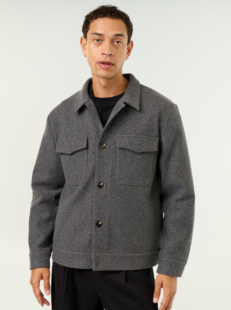 Surchemise façon lainage avec poches poitrine Gris - Kiabi