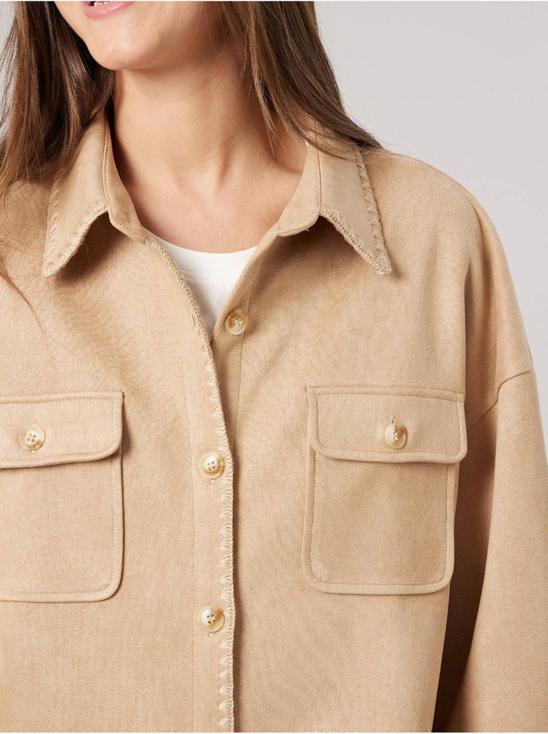 Surchemise femme en suedine  'deeluxe' Beige - Kiabi