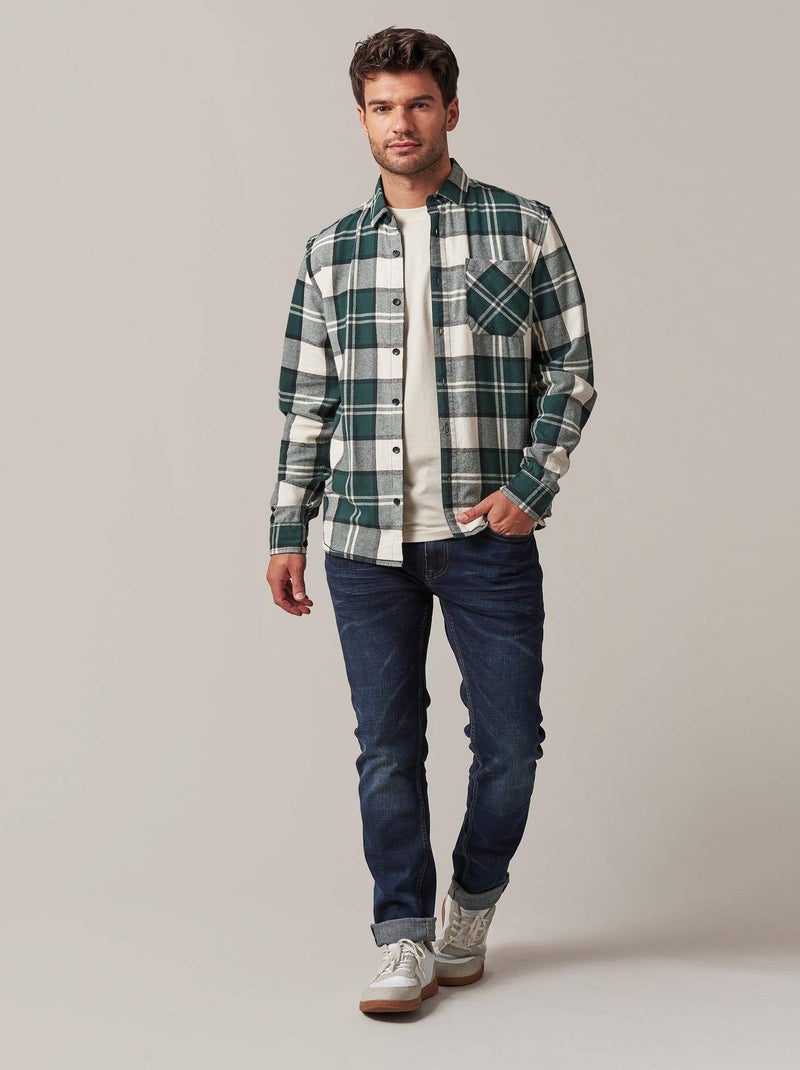 Surchemise homme en coton motif à carreaux  'Deeluxe' Vert foncé - Kiabi