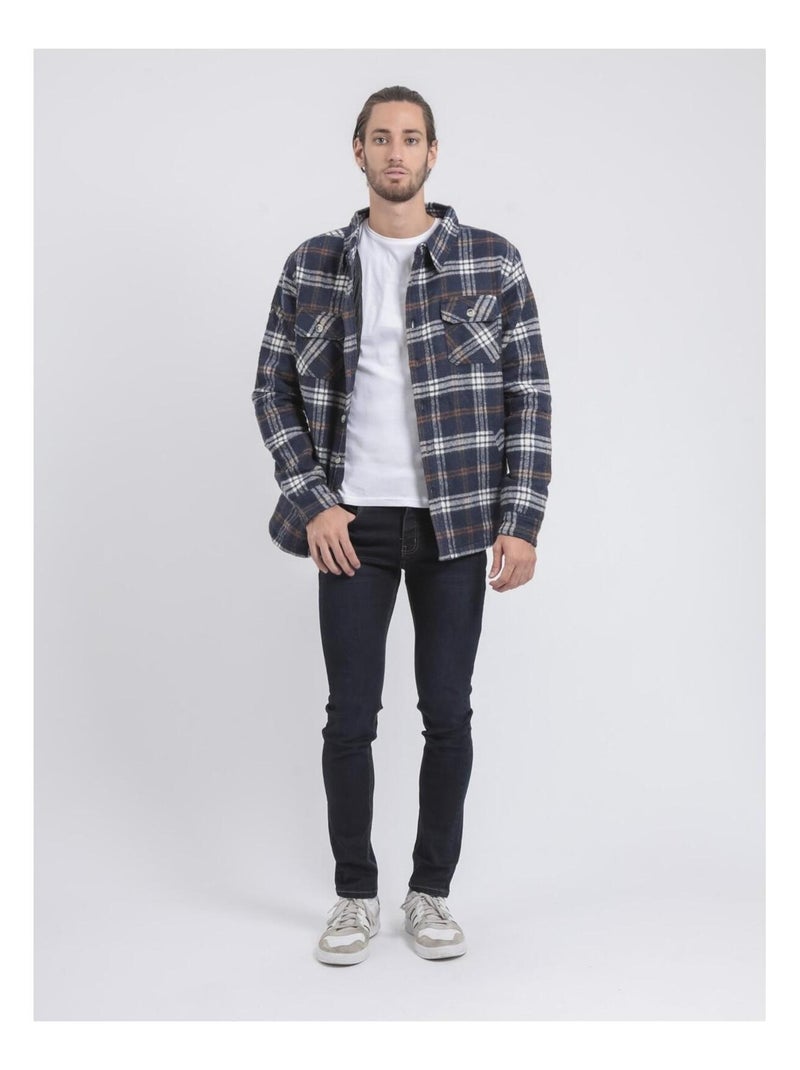 Surchemise manches longues carreaux TORANOL Bleu marine - Kiabi