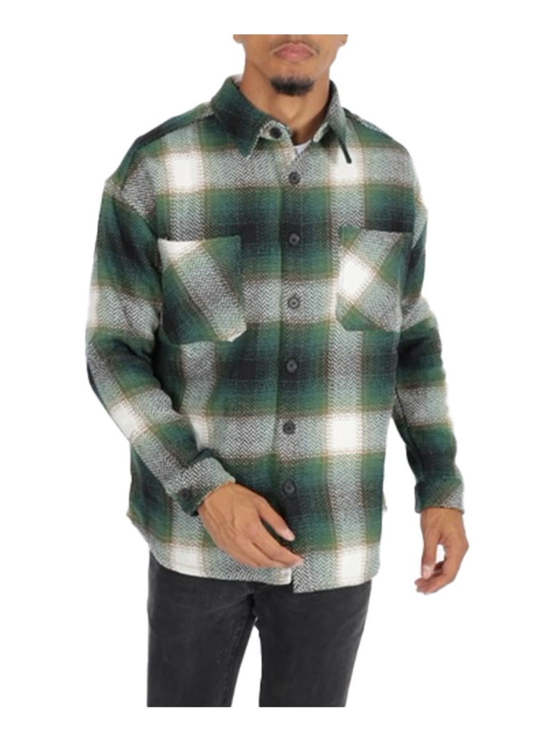 Surchemise polaire à carreaux Kebello Vert - Kiabi