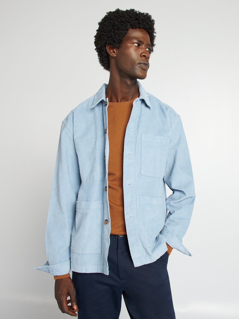 Surchemise regular en velours Bleu - Kiabi